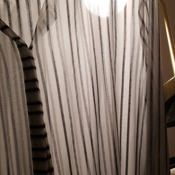 H by Halston sheer long sleeve stripe button up XL - Picture 4 of 5